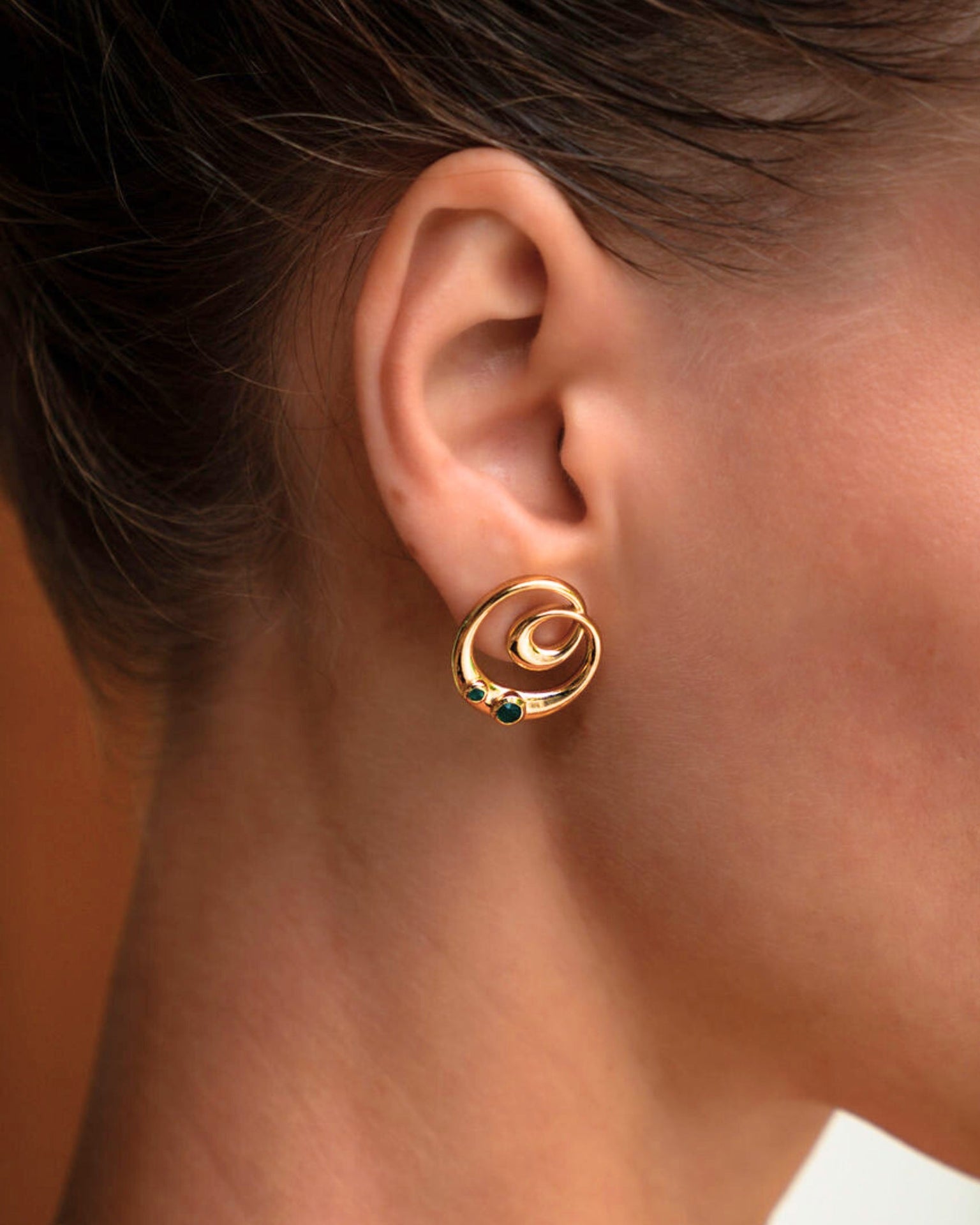 Dalia Twist Green Onyx Stud Earrings