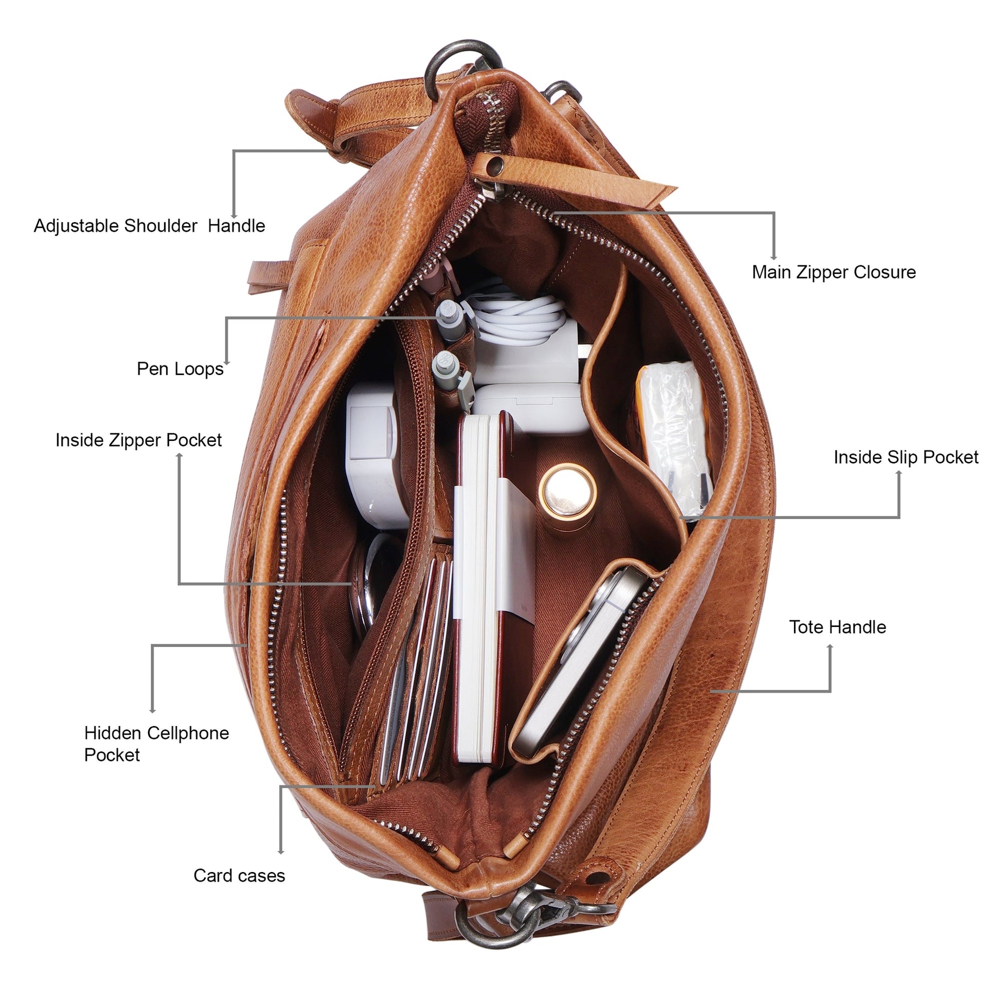 Latico Gretchen Leather Crossbody Bag- Cognac