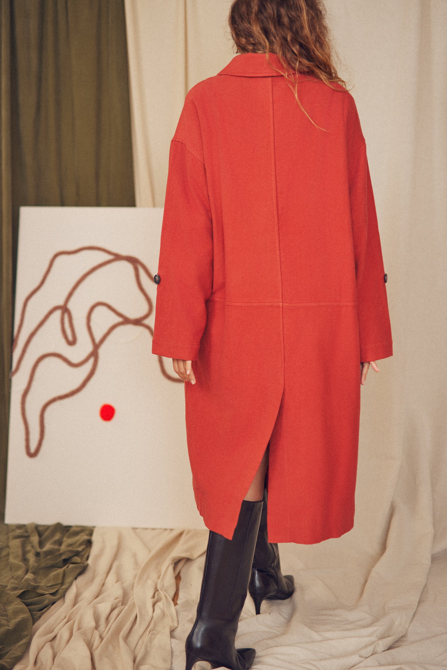 Cossac Organic Cotton Wide Coat - Poppy