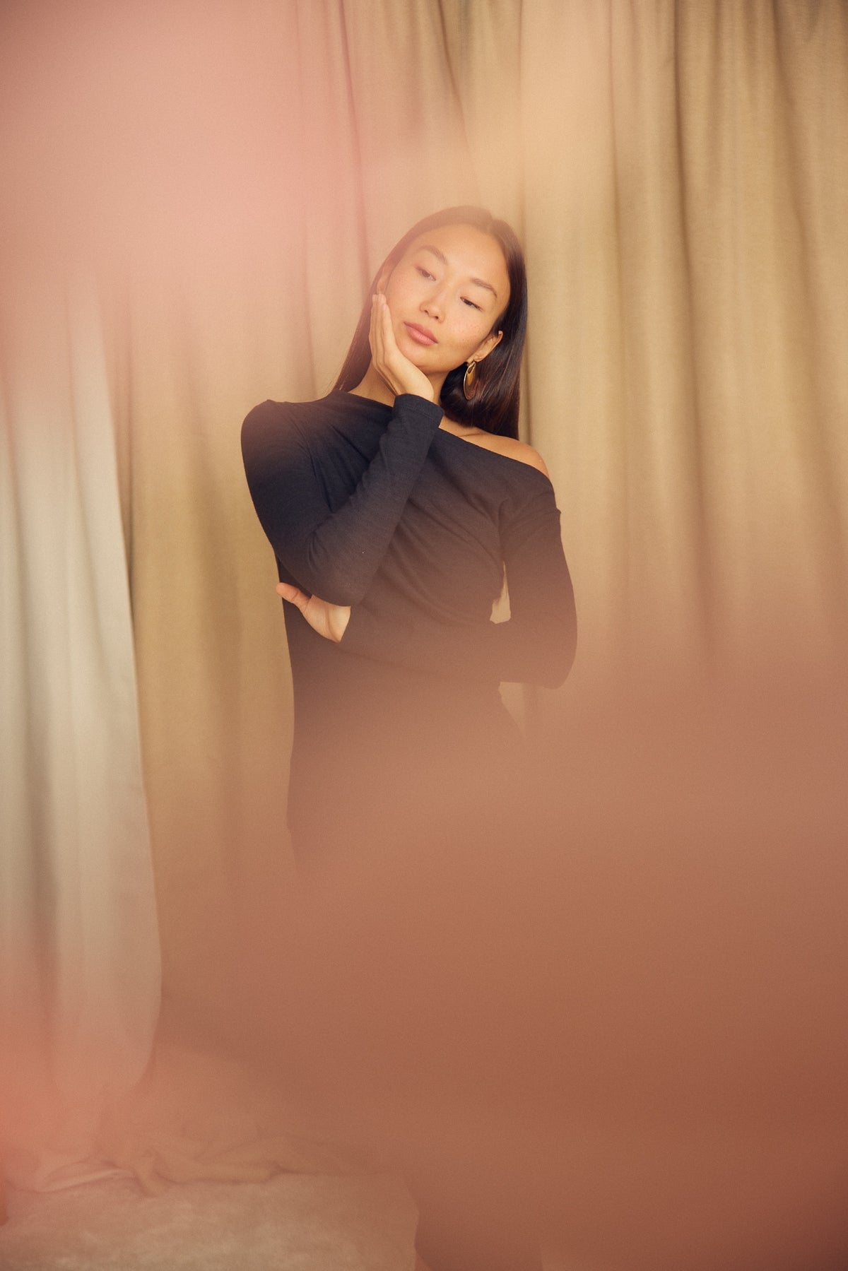 Cossac Wool Drape Top - Black