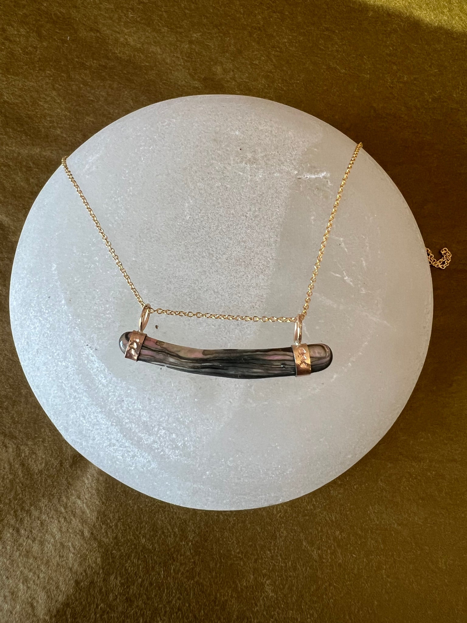 Abalone Smile Necklace- Gold Vermeil