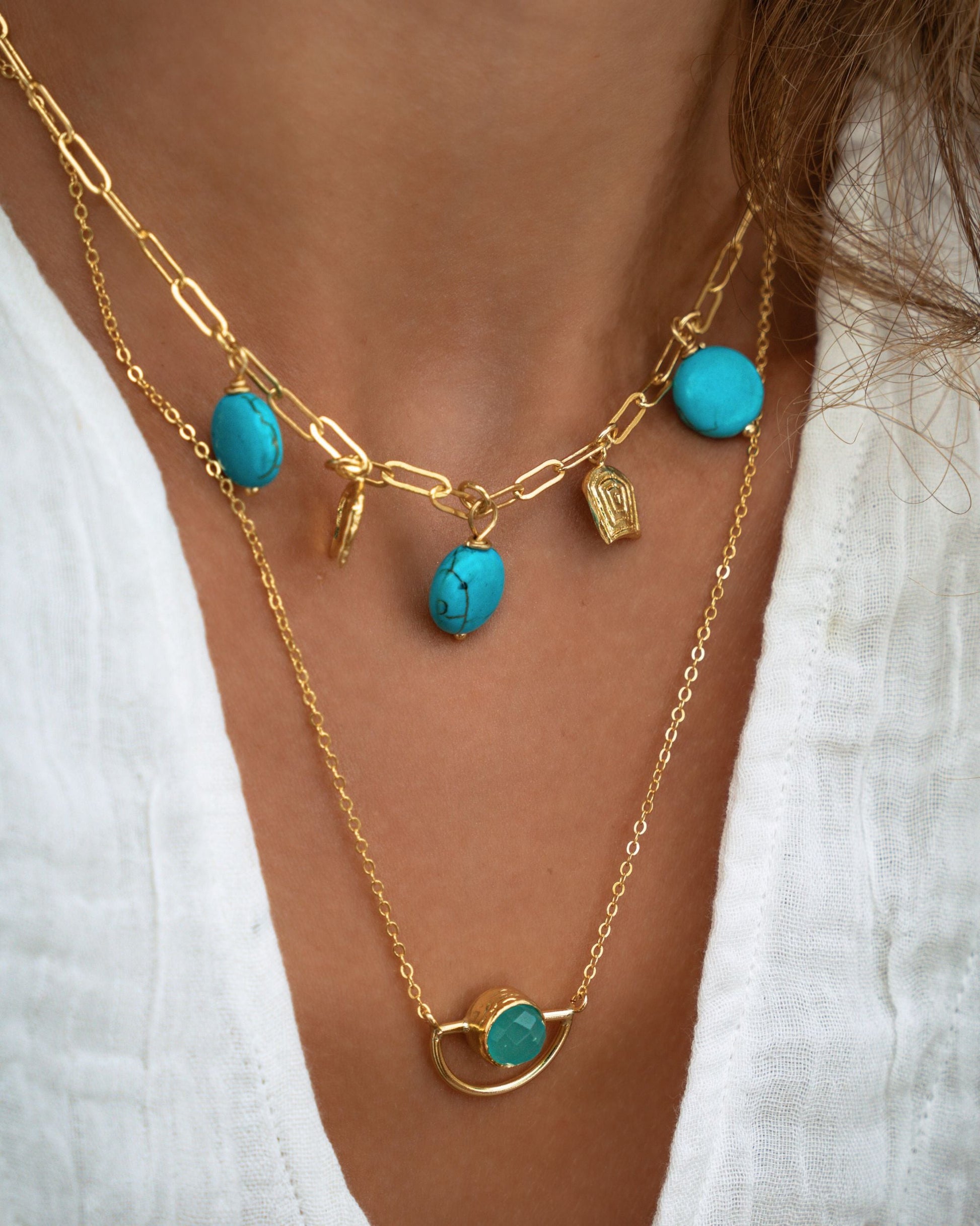 Amore Turquoise Charm Chain Necklace
