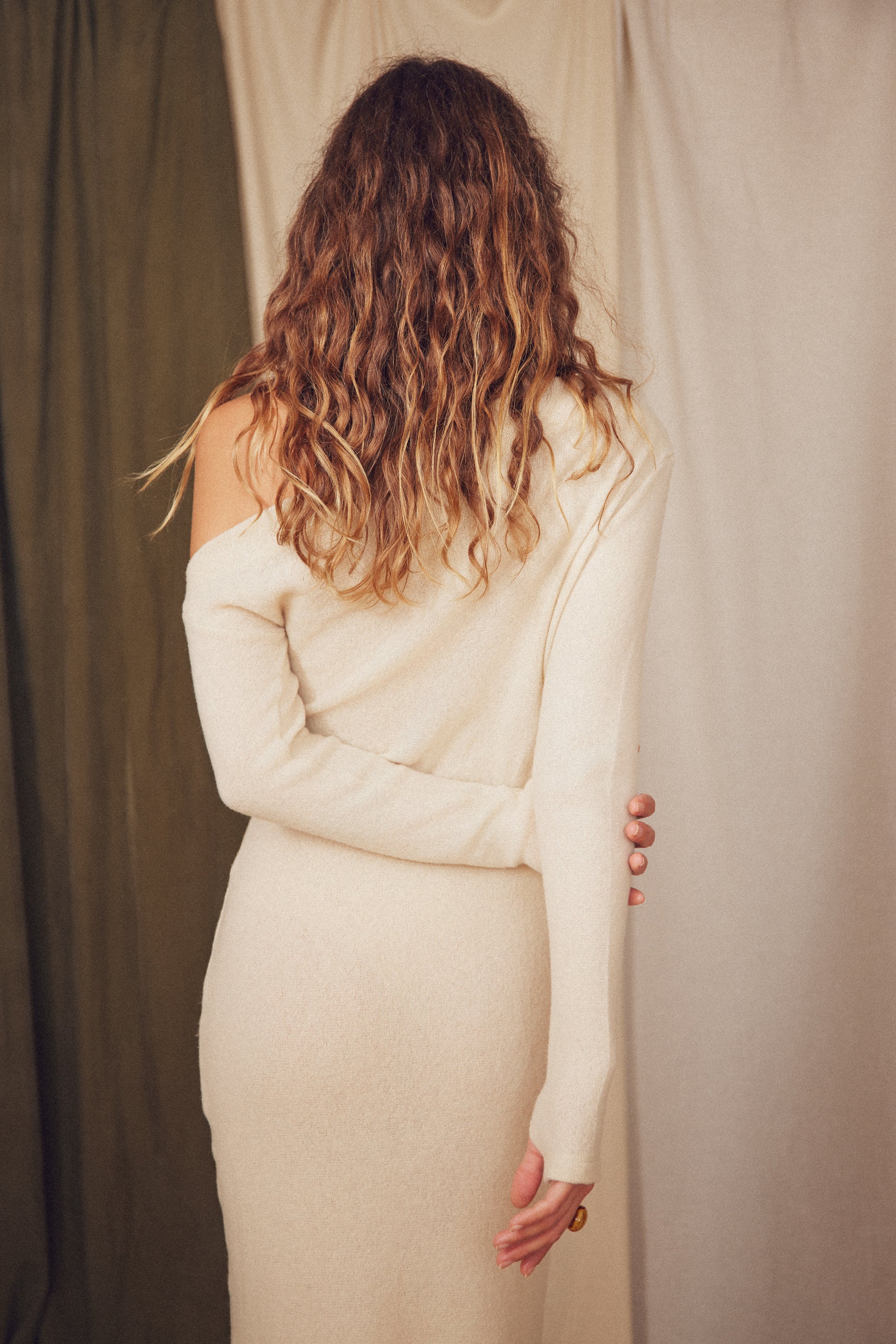 Cossac Drape Dress- Oat