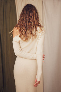 Cossac Drape Dress- Oat