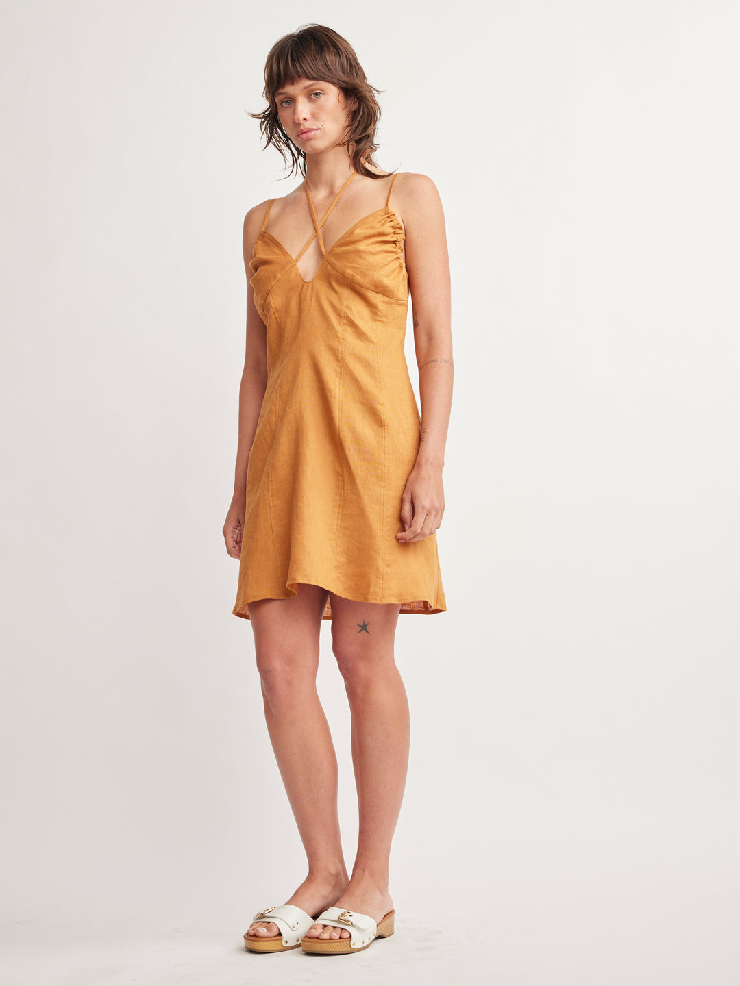 Anais Adjustable Strap Mini Dress- Maple