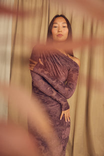 Cossac Devoré Drape Top in Cocoa
