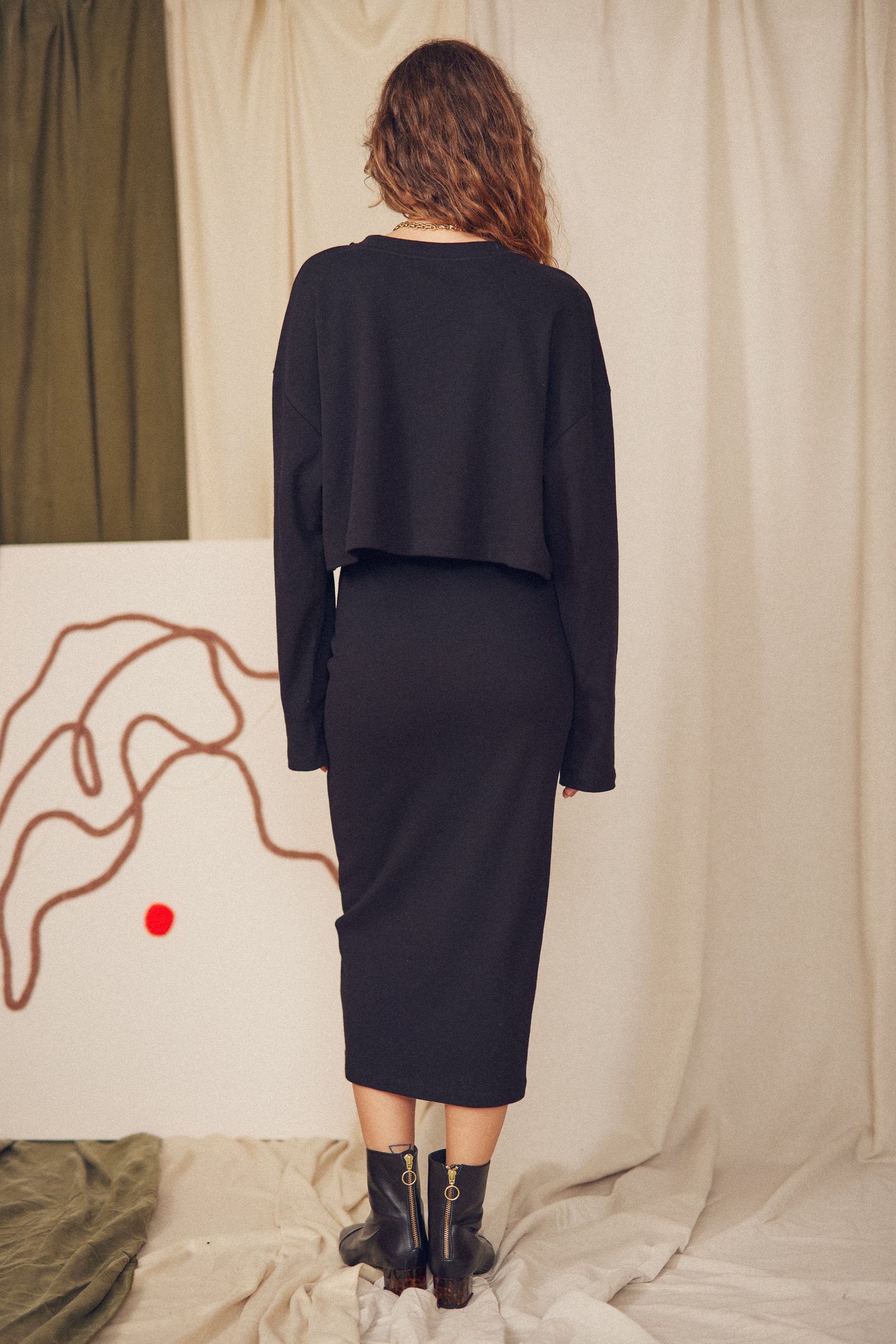COSSAC MIDI SKIRT- BLACK