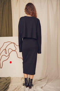 COSSAC MIDI SKIRT- BLACK