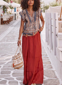 M.A.B.E Kora Cotton Silk Maxi Skirt