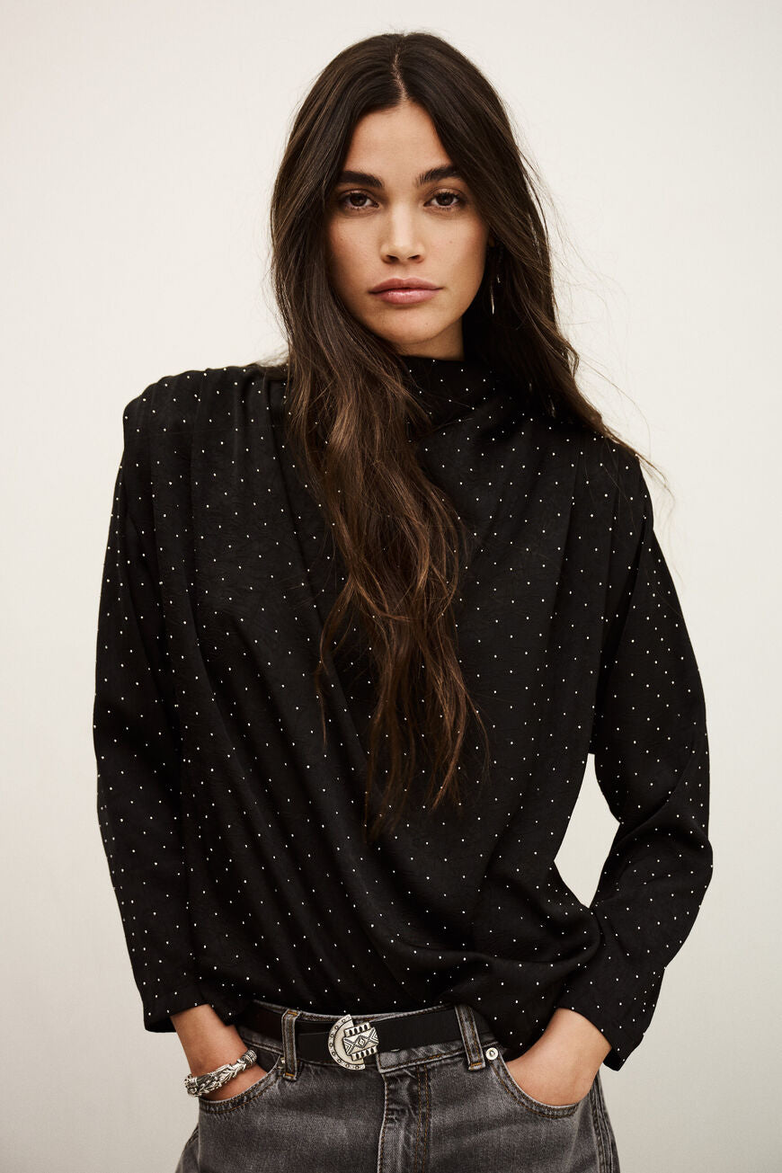 Debra Assymetrical Collar Top