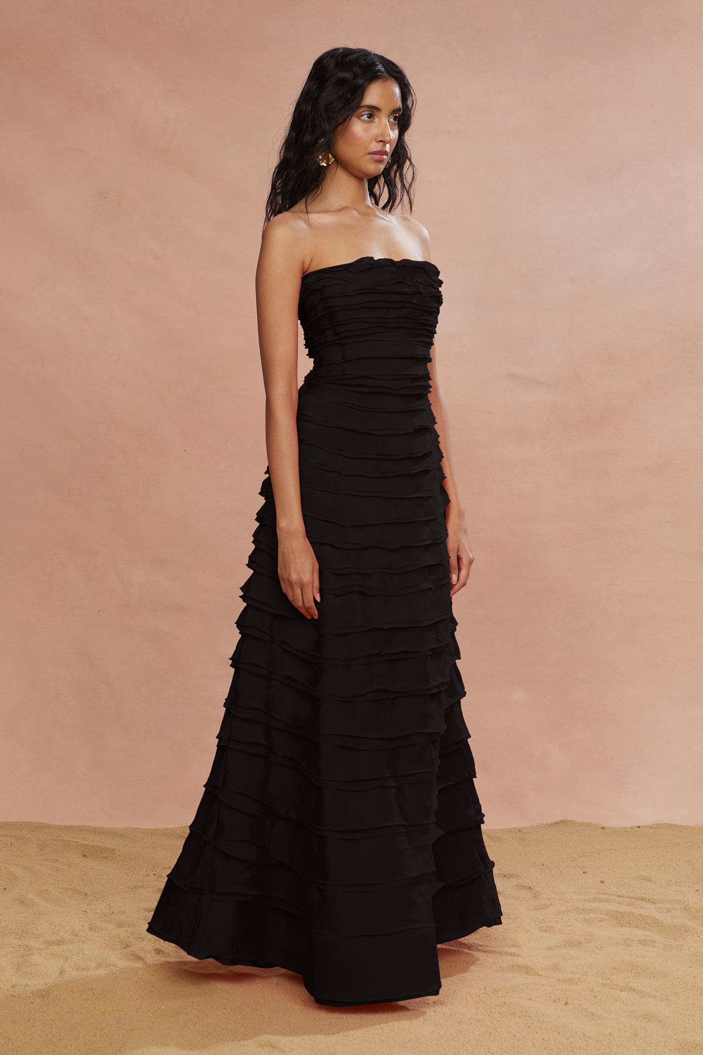 Pepper Layered Gown- Black