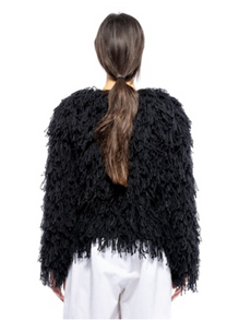 Hand Knit Noodle Fringe Cardigan