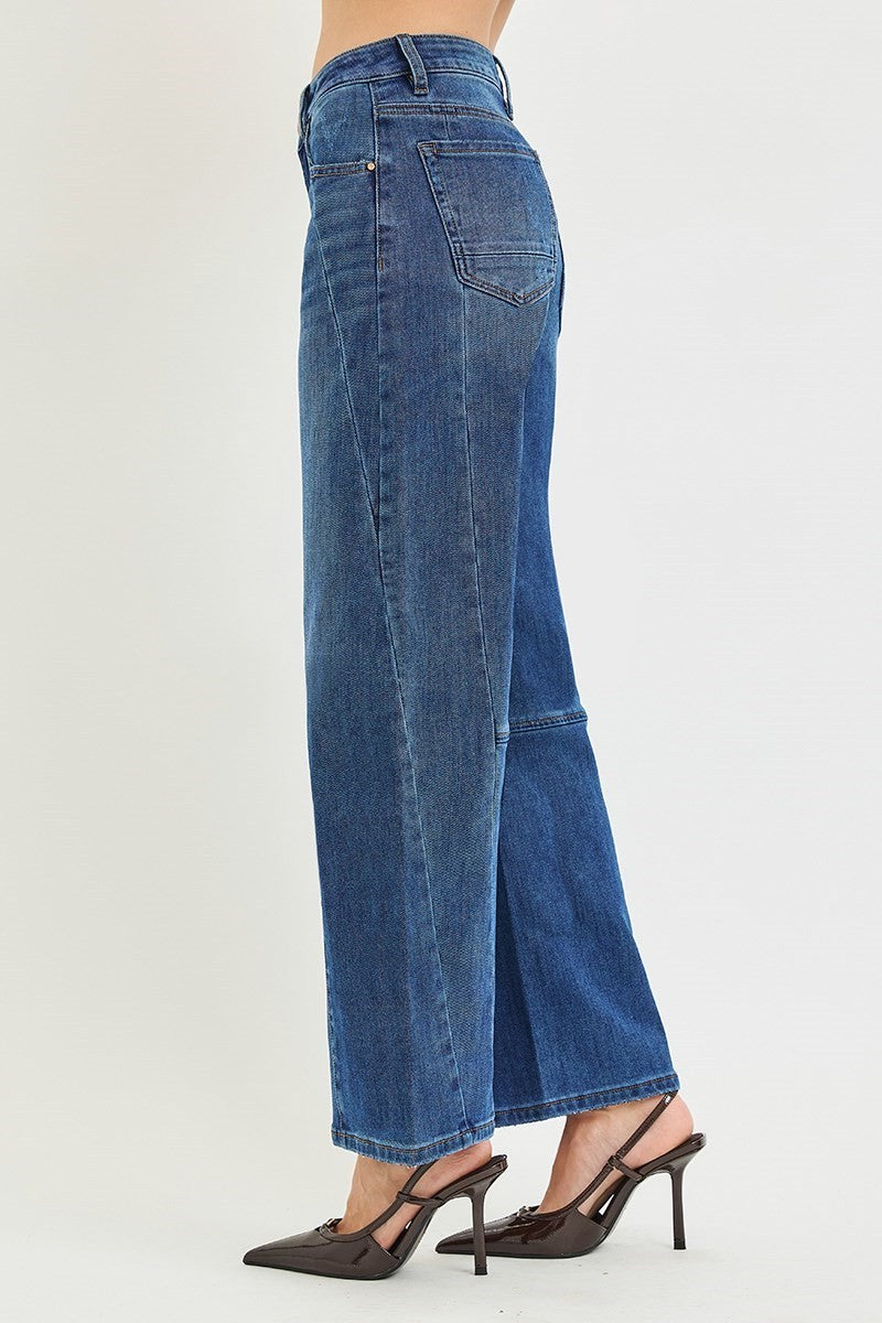 Risen Slouchy Barrel Twisted Seam Jeans- Dark