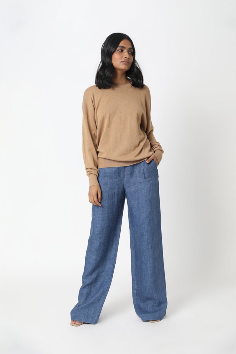 Cotton Cashmere Crew Neck Sweater