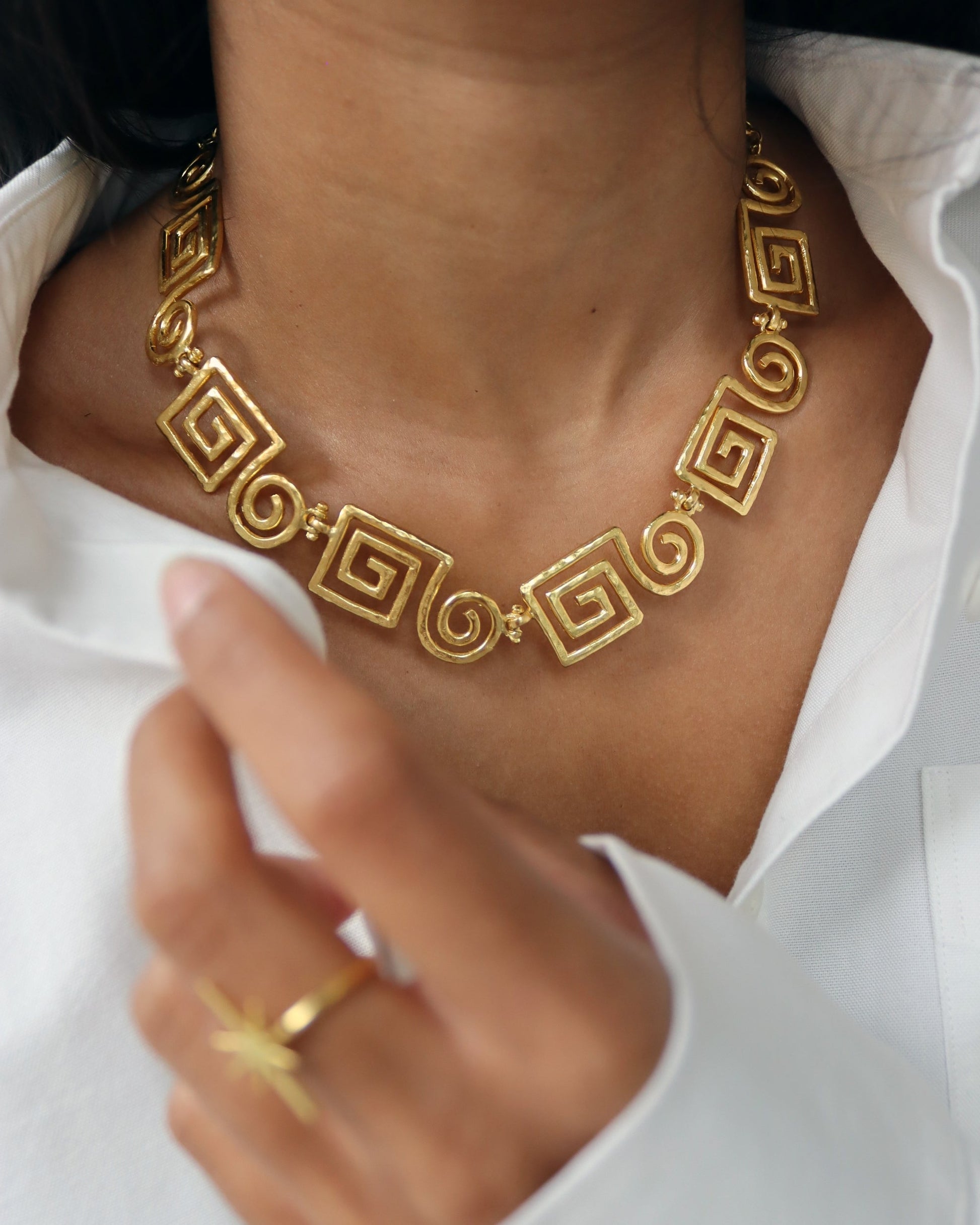 Megara Geometric Spiral Necklace