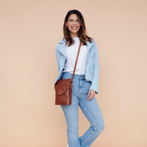 Latico Peck Leather Crossbody Bag- Black