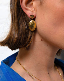 Desiree Hammered Drop Stud Earrings