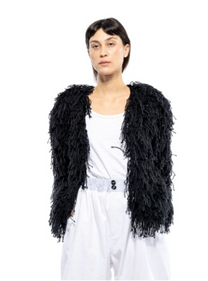 Hand Knit Noodle Fringe Cardigan