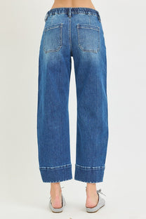 Risen Slouchy Crop Barrel Jeans- Medium