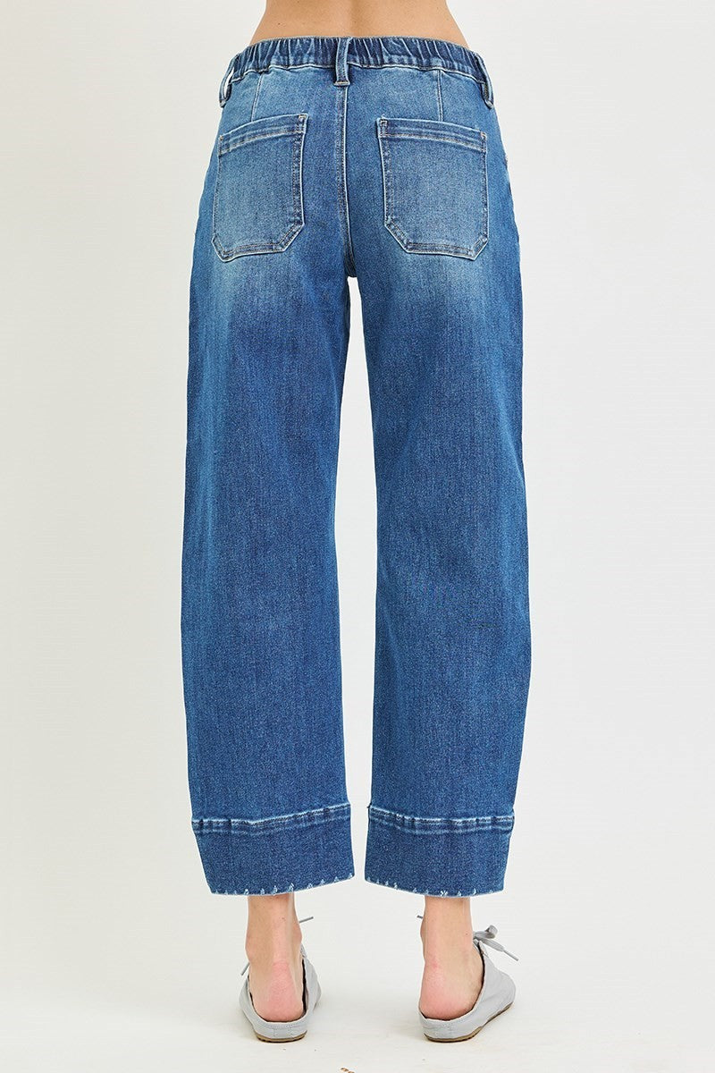 Risen Slouchy Crop Barrel Jeans- Medium