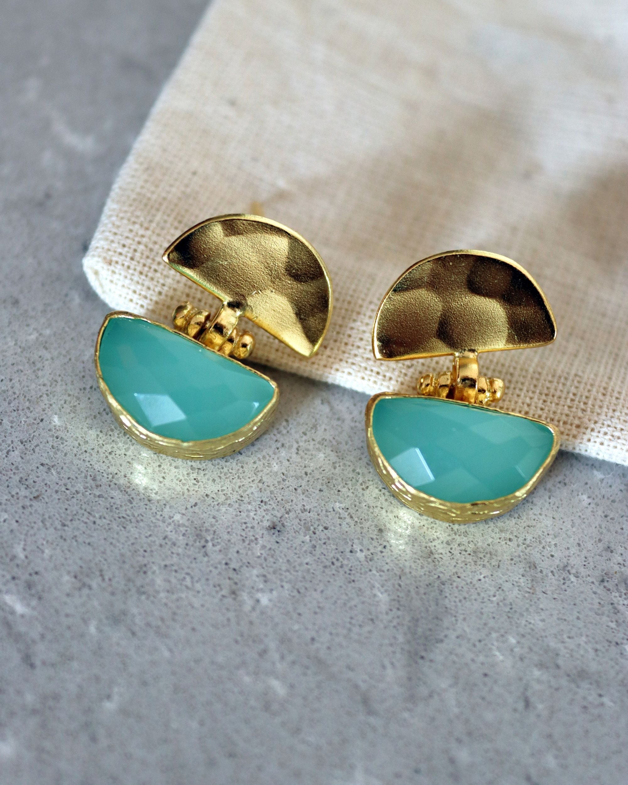 Mina Aqua Chalcedony Drop Stud Earrings
