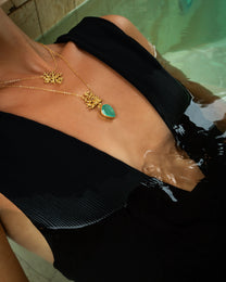 Sophia Aqua Chalcedony Coral Pendant Necklace