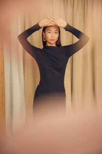 Cossac Wool Drape Top - Black