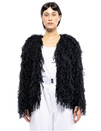 Hand Knit Noodle Fringe Cardigan