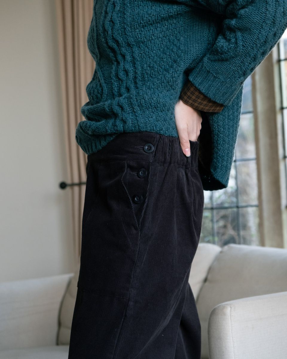 ANNA WIDE LEG CORDUROY TROUSER- DOVE GREY