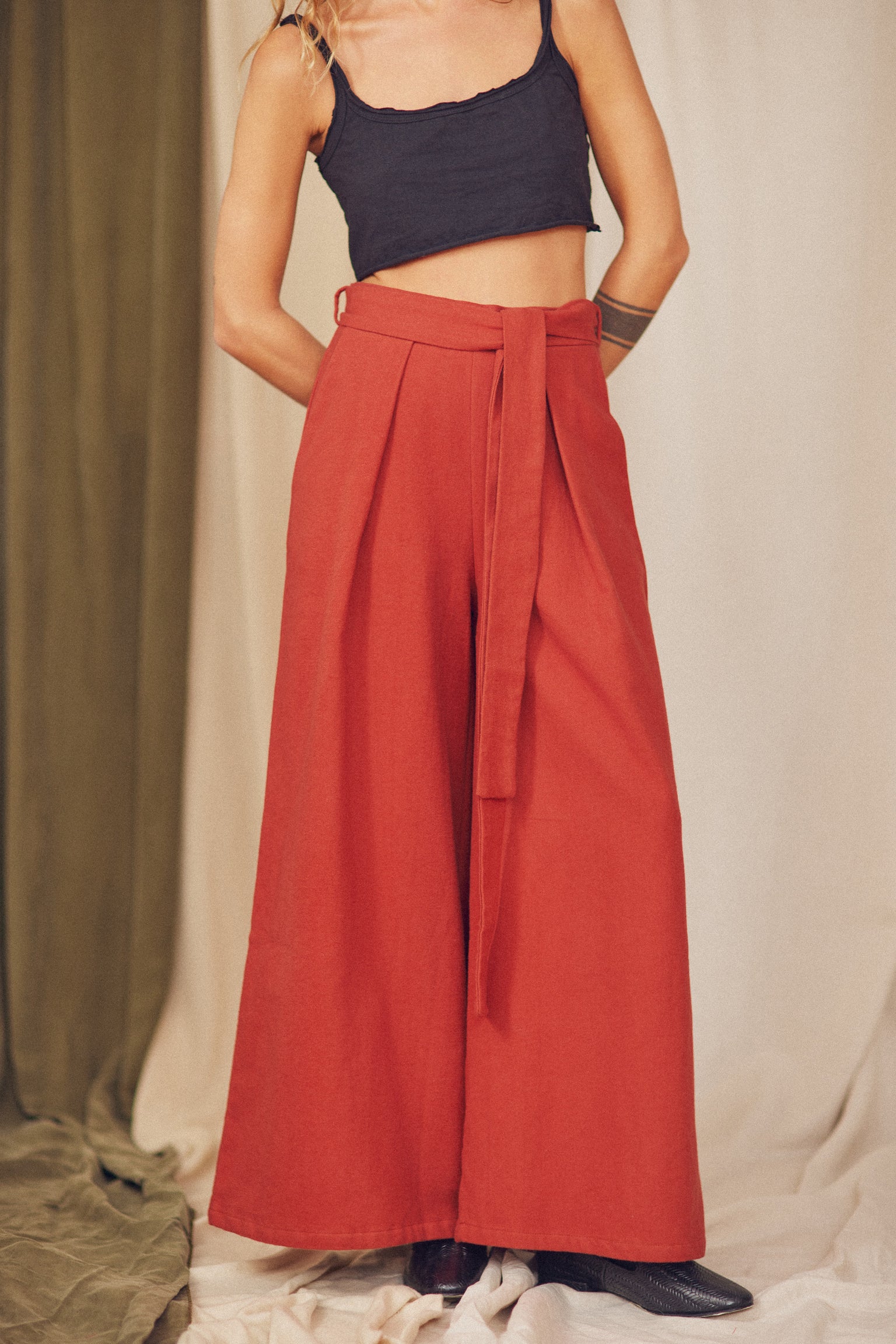 Cossac Organic Cotton Wide Leg Trouser- Poppy