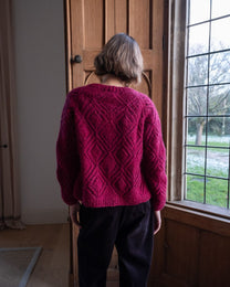 NOVA LACY HAND KNIT MOHAIR CARDIGAN- MULBERRY