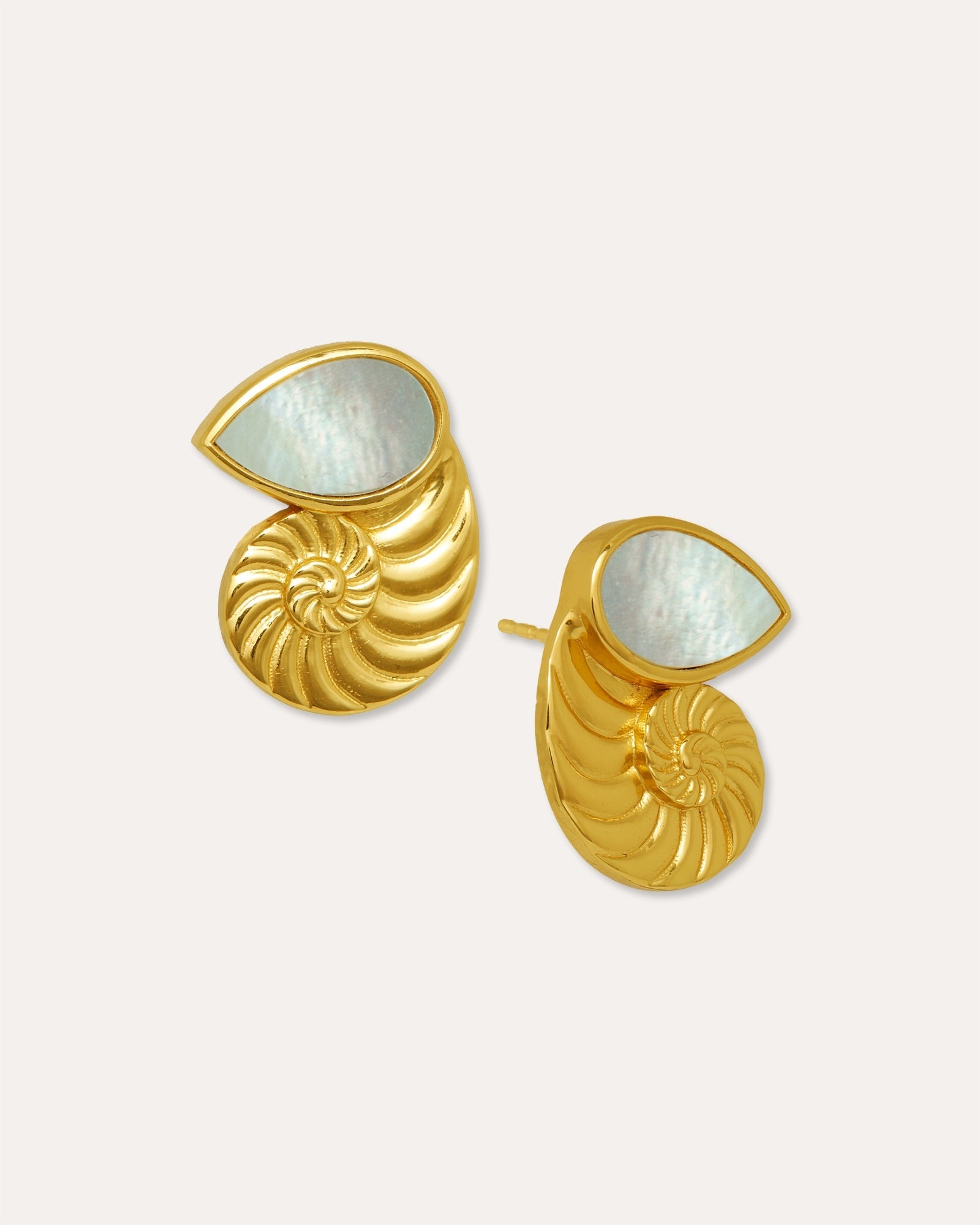 Nautilus Seashell Mother of Pearl Stud Earrings