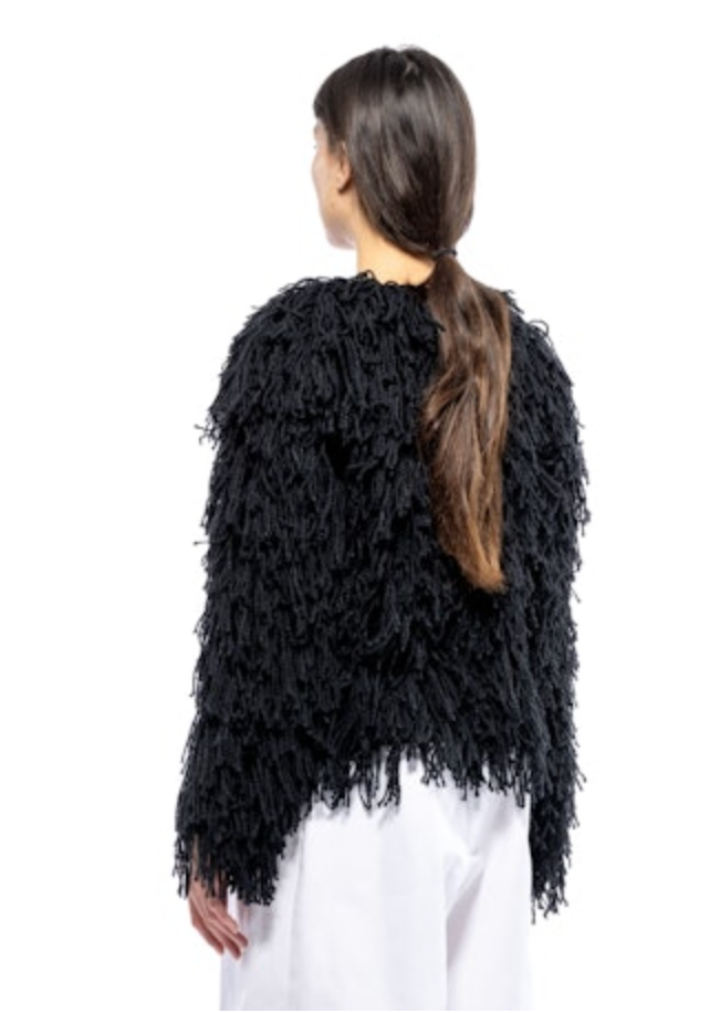 Hand Knit Noodle Fringe Cardigan
