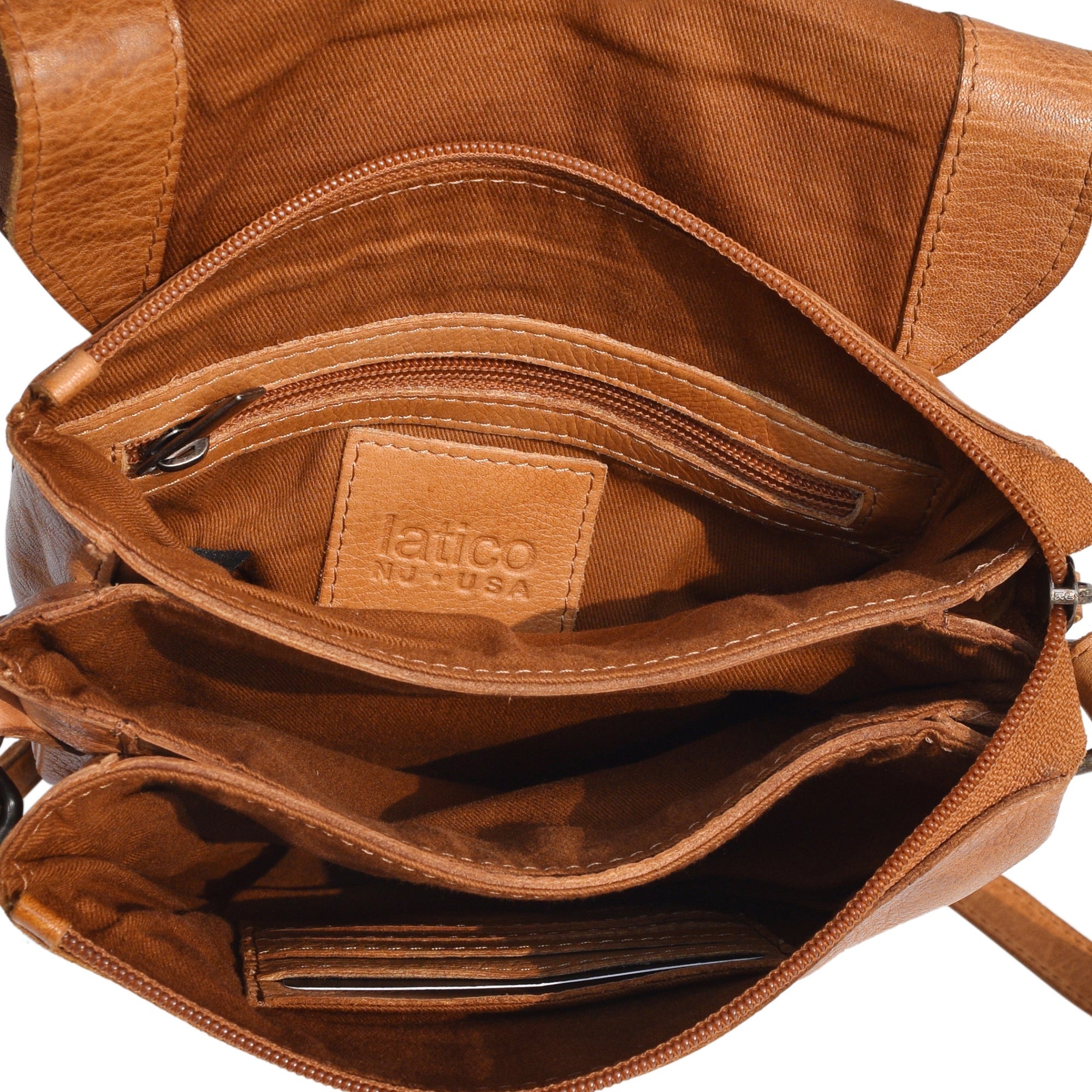 Latico Peck Leather Crossbody Bag- Cognac
