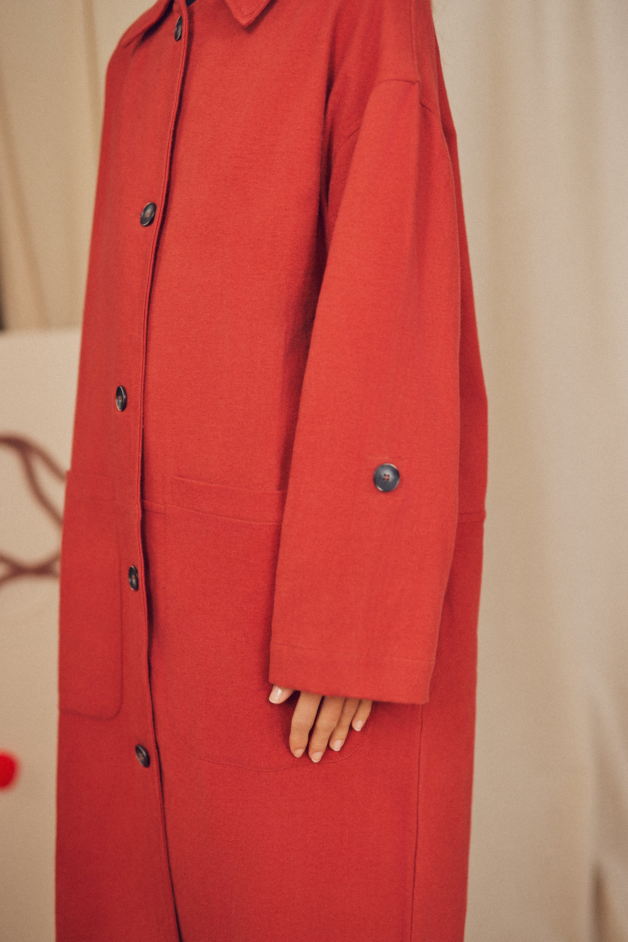 Cossac Organic Cotton Wide Coat - Poppy