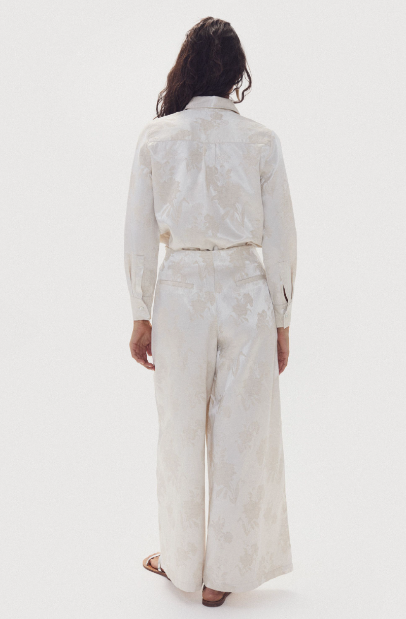 San Marino Brocade Shirt- Ivory Garden