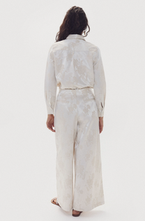 San Marino Brocade Shirt- Ivory Garden