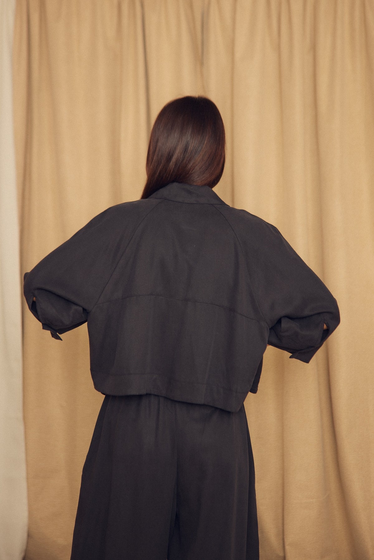 Cossac Flared Jacket in Black Lyocell