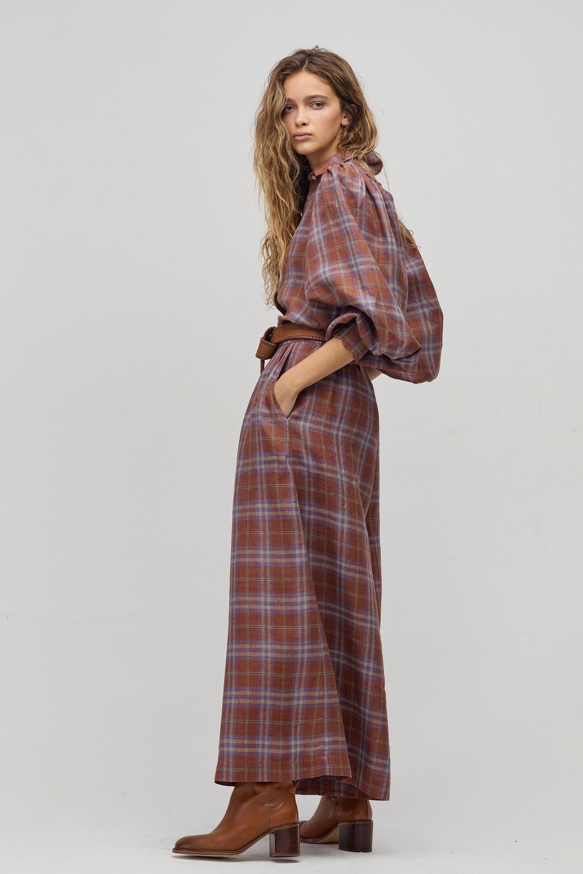 Sabi Linen Pants- Hazlenut Checks