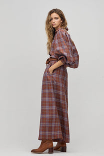 Sabi Linen Pants- Hazlenut Checks