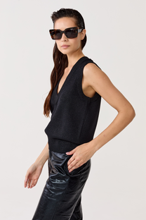 Preppy knitted Vest- Black