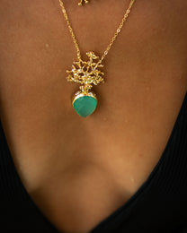 Sophia Aqua Chalcedony Coral Pendant Necklace