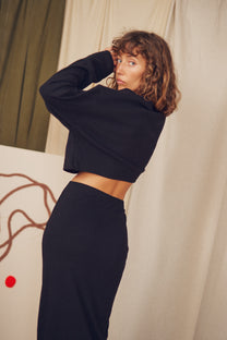 COSSAC MIDI SKIRT- BLACK