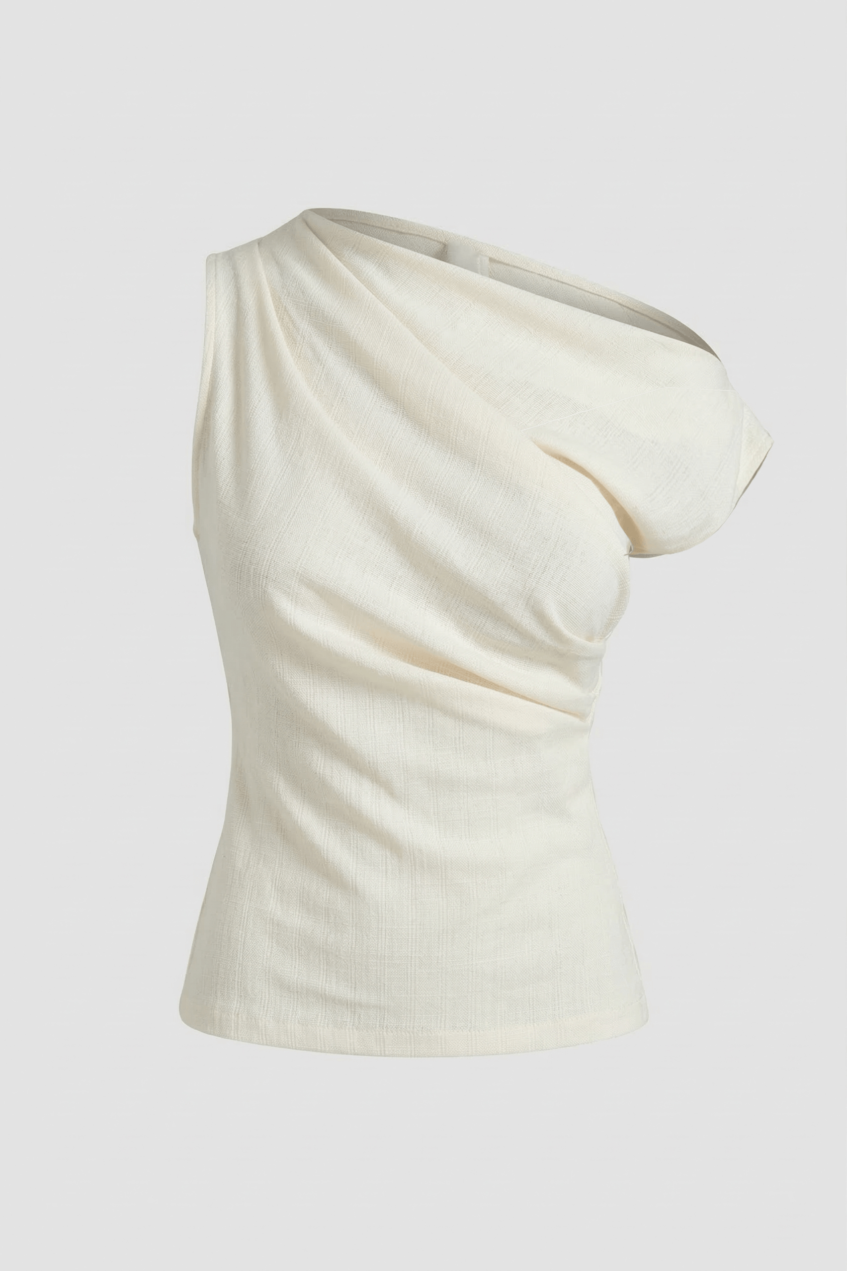 Banana Pineapple Drape Neckline Top in Ecru