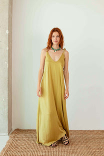 Cossac Ecovero Maxi Dress in Soft Olive