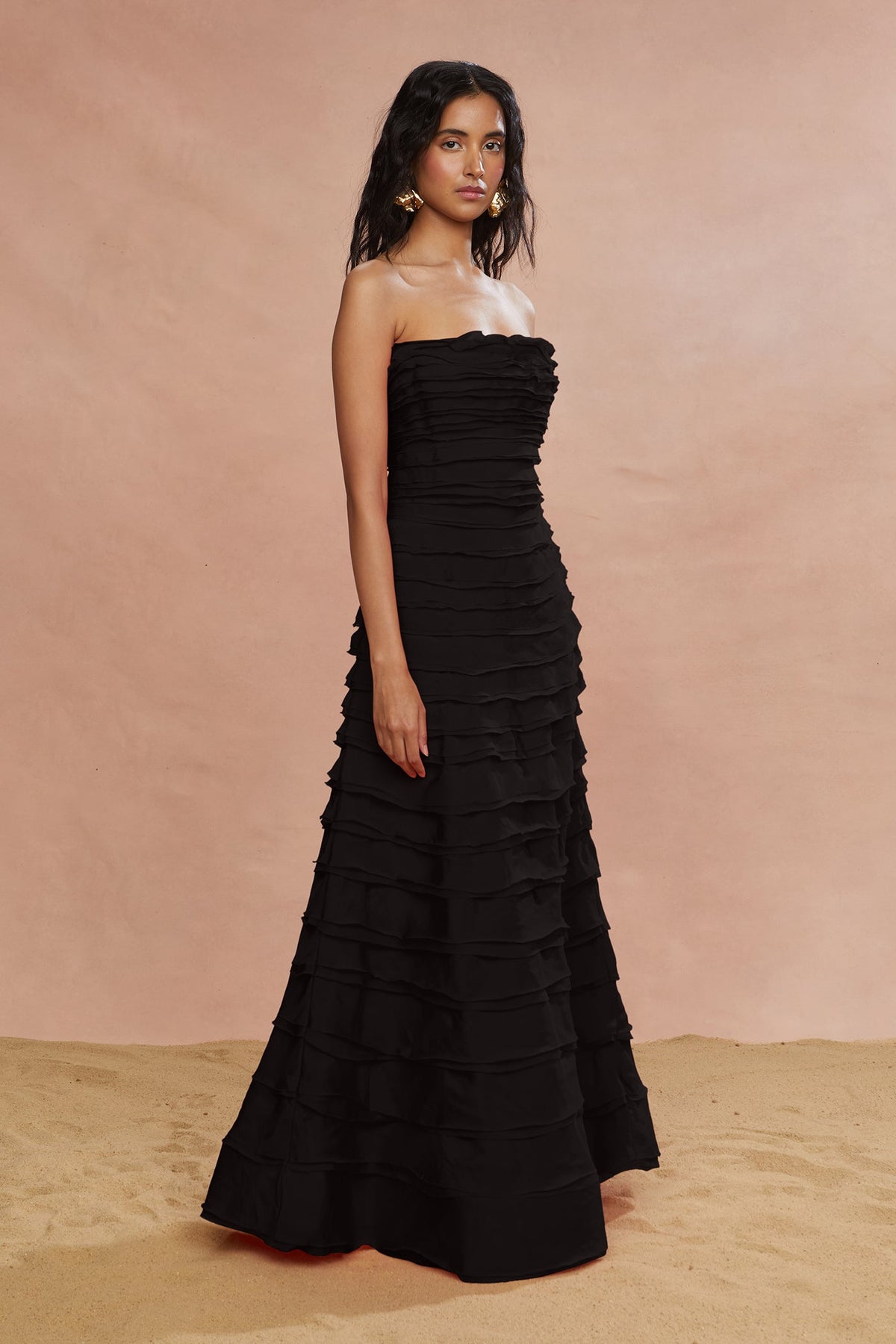 Pepper Layered Gown- Black