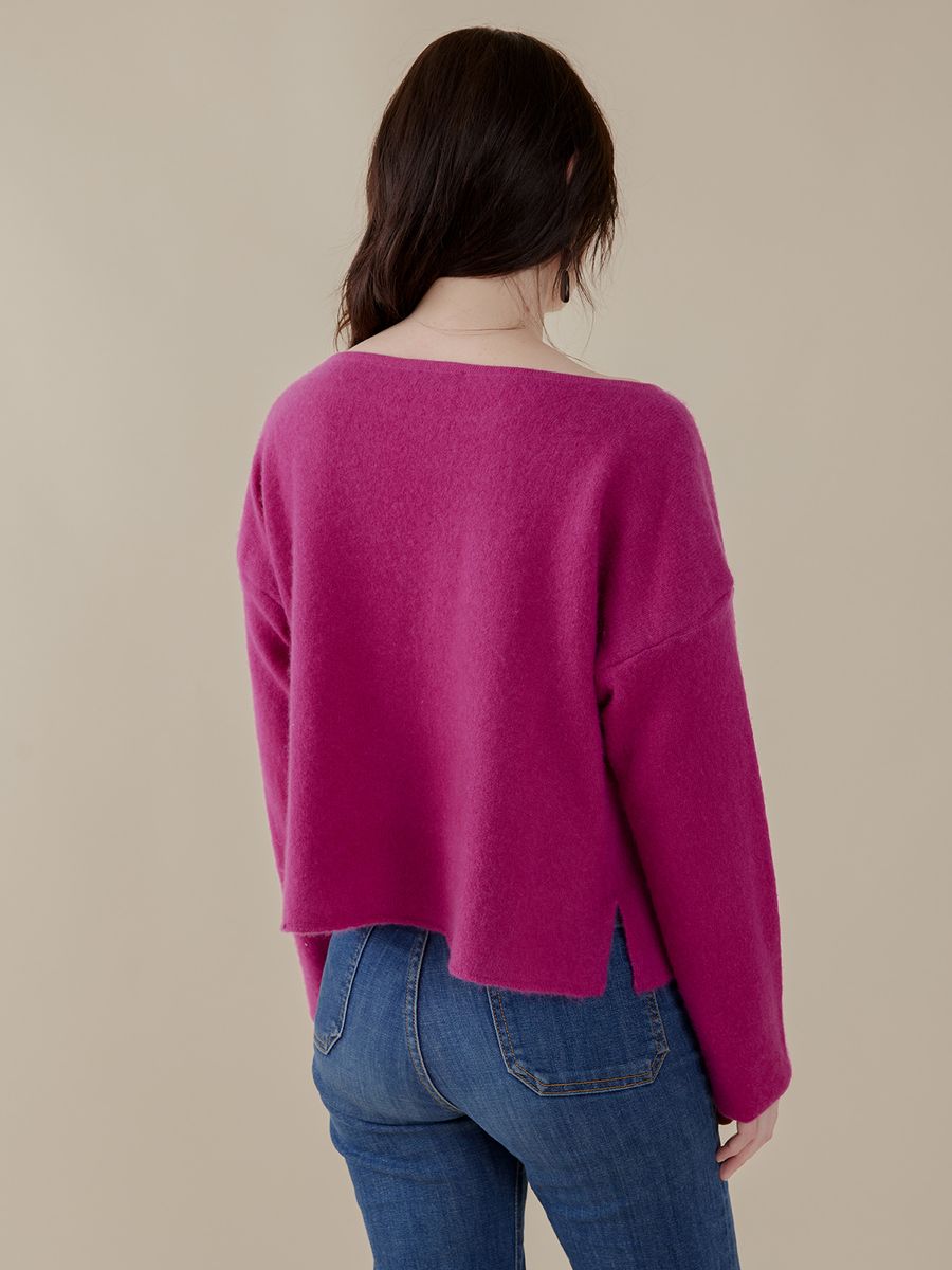 Cashmere Boatneck Sweater- Magenta