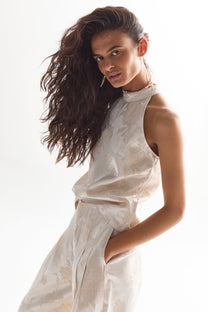 Olivia Brocade Top- Ivory Garden