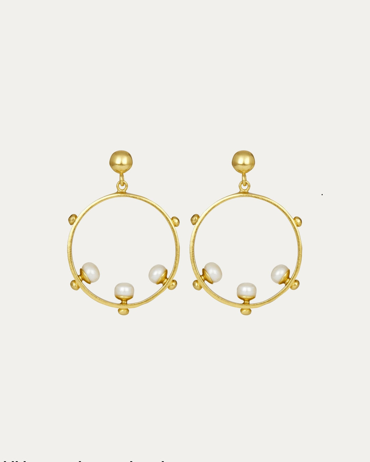 Aristea Pearl and Gold Bead Hoop Earrings