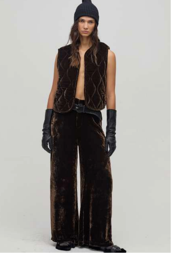 Luna Silk Velvet Pants- Chocolate